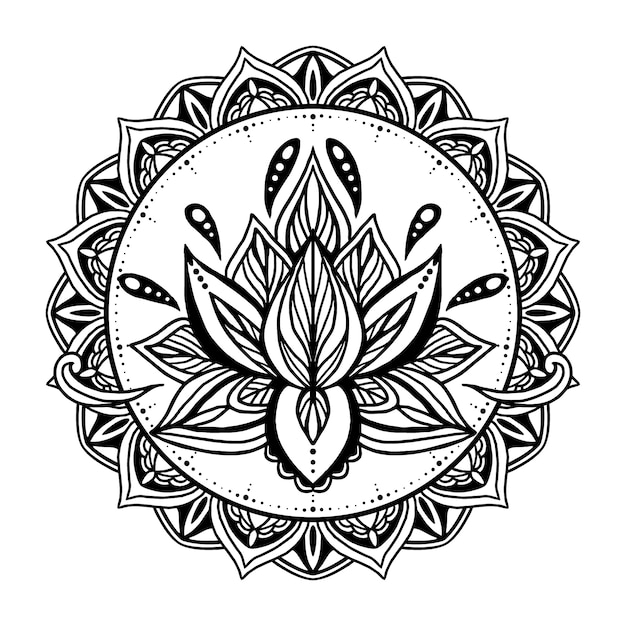 Gratis vector handgetekende mandala lotusbloemtekening