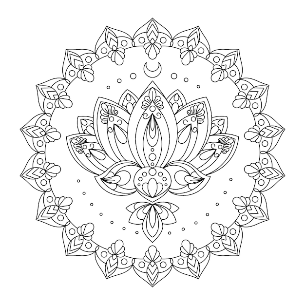 Gratis vector handgetekende mandala lotusbloemtekening