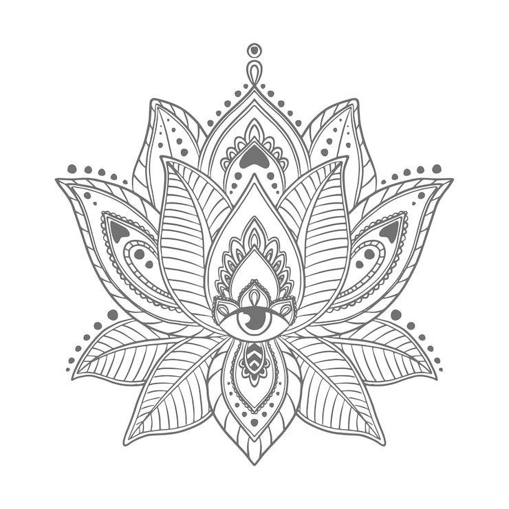 Gratis Vector handgetekende mandala lotusbloemtekening