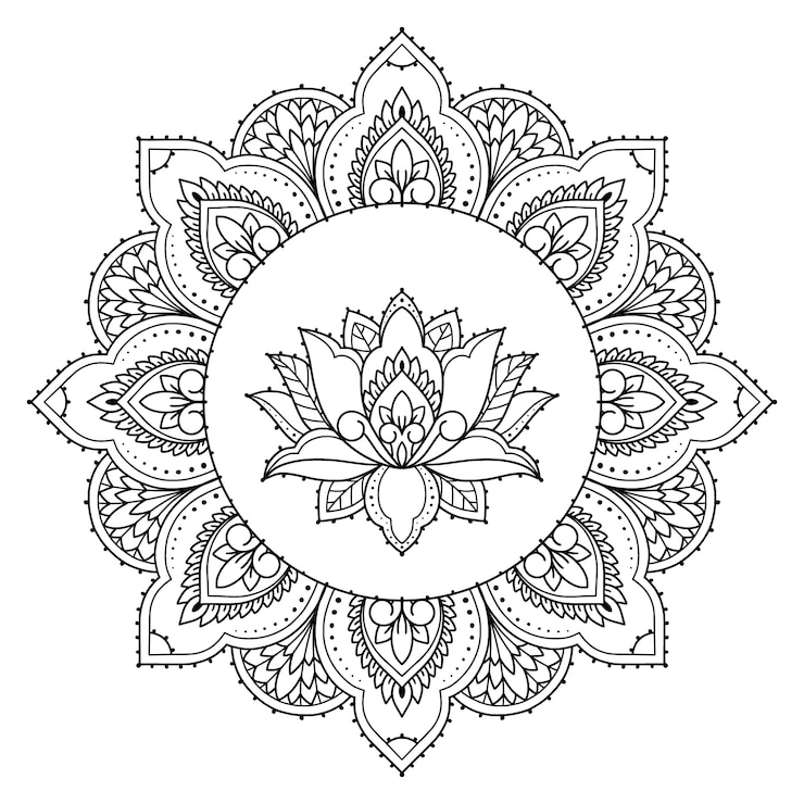 Gratis Vector handgetekende mandala lotusbloemtekening