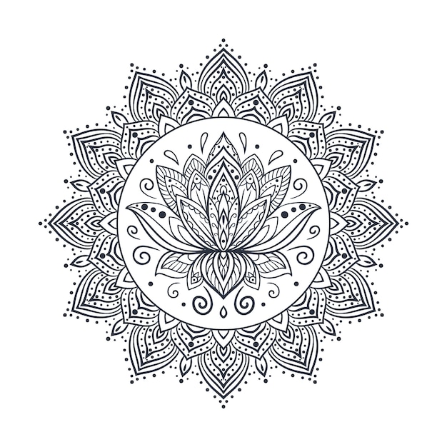 Gratis vector handgetekende mandala lotusbloemtekening