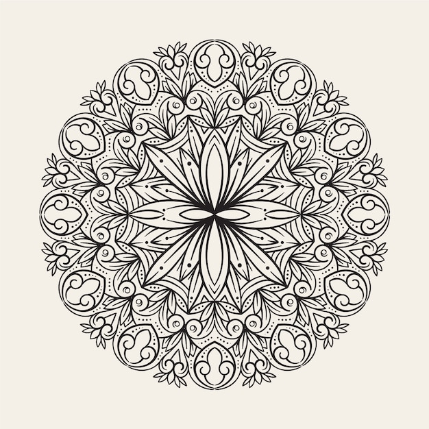 Gratis vector handgetekende mandala lotusbloemtekening