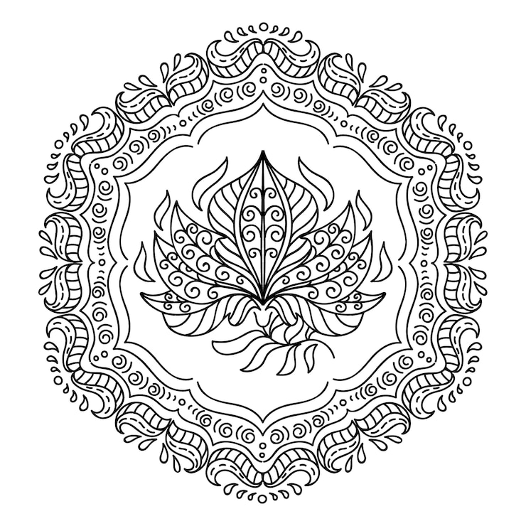 Gratis Vector handgetekende mandala lotusbloemtekening