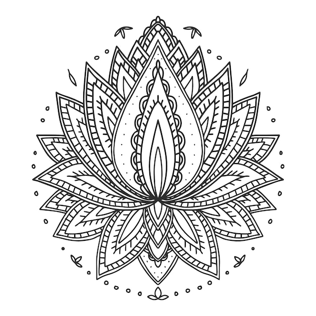 Gratis vector handgetekende mandala lotusbloemtekening