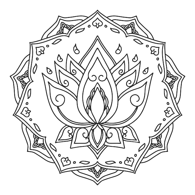 Gratis vector handgetekende mandala lotusbloemtekening