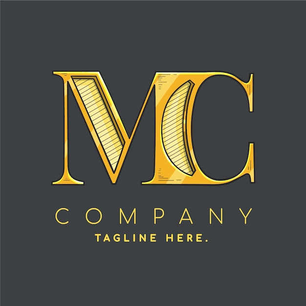 Gratis vector handgetekende mc-logosjabloon