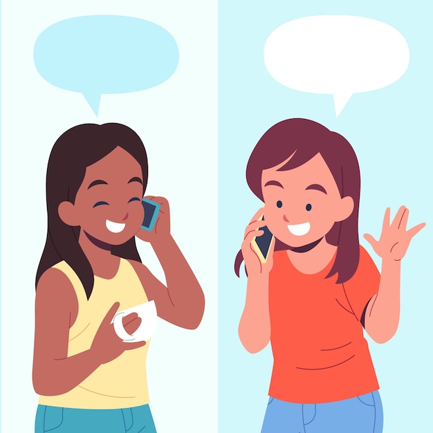 Gratis vector handgetekende mensen praten aan de telefoon illustratie