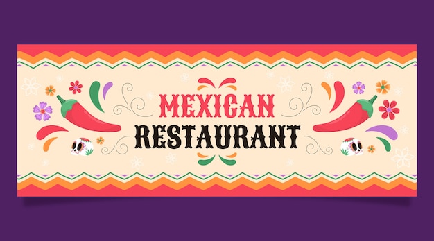 Gratis vector handgetekende mexicaans eten facebook cover