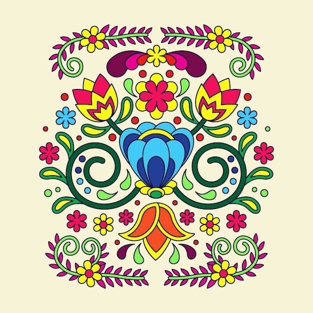 Gratis vector handgetekende mexicaanse borduurwerk illustratie