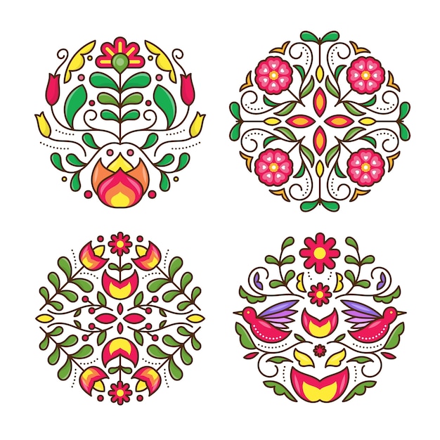 Gratis vector handgetekende mexicaanse borduurwerkillustratie