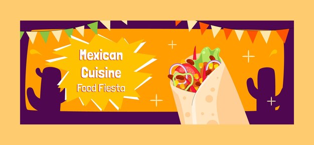 Handgetekende Mexicaanse restaurant facebook cover