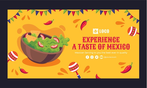 Gratis vector handgetekende mexicaanse restaurant facebook-sjabloon