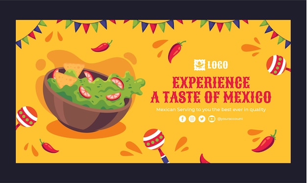 Handgetekende mexicaanse restaurant facebook-sjabloon