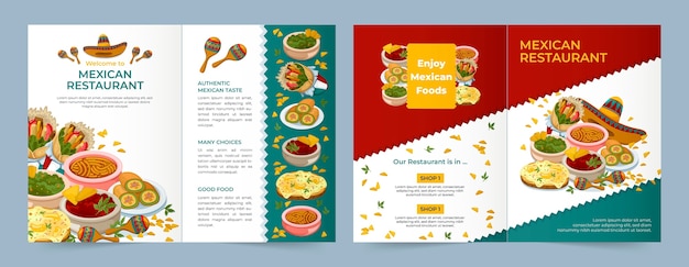 Gratis vector handgetekende mexicaanse restaurantbrochure