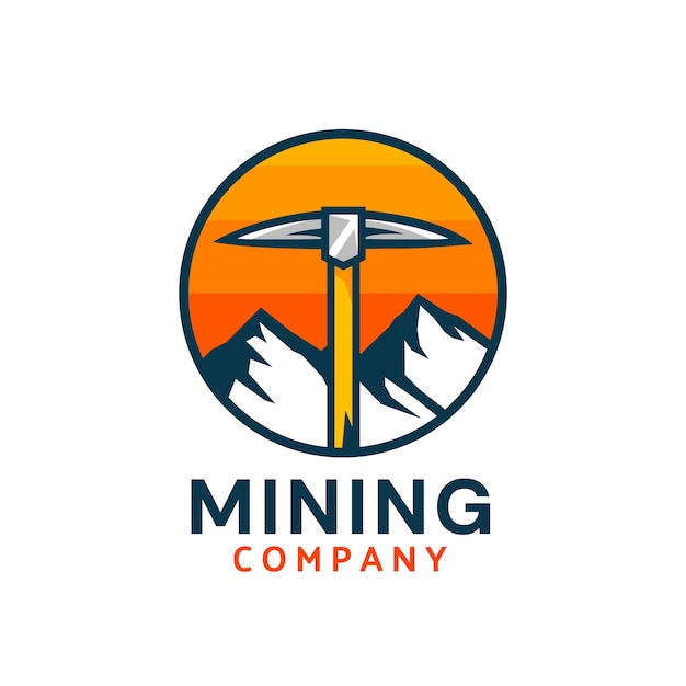 Handgetekende mijnbouw logo sjabloon