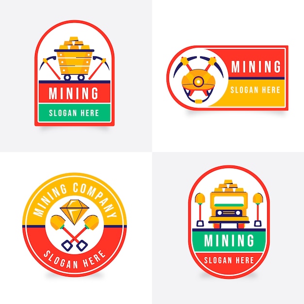 Gratis vector handgetekende mijnbouw logo sjabloon