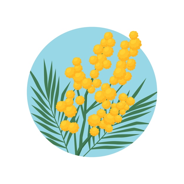 Gratis vector handgetekende mimosa-illustratie met plat ontwerp