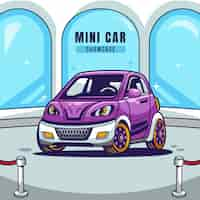 Gratis vector handgetekende mini auto illustratie