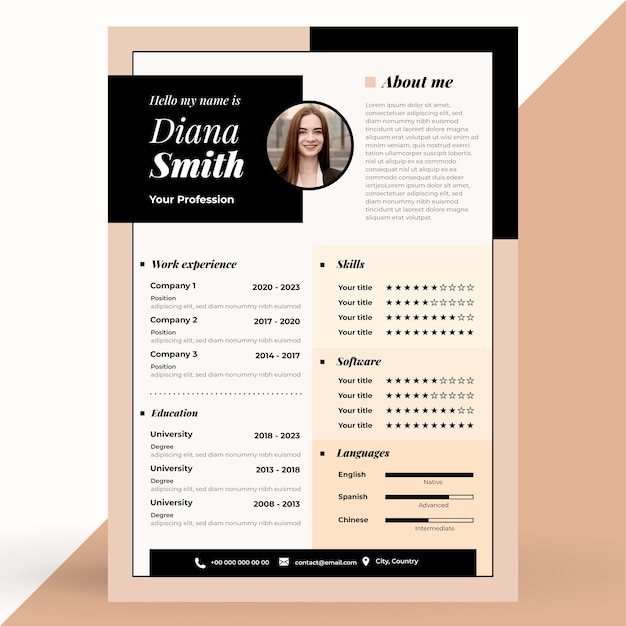 Gratis vector handgetekende minimalistische retro cv-template