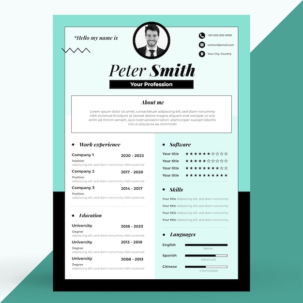 Gratis vector handgetekende minimalistische retro cv-template