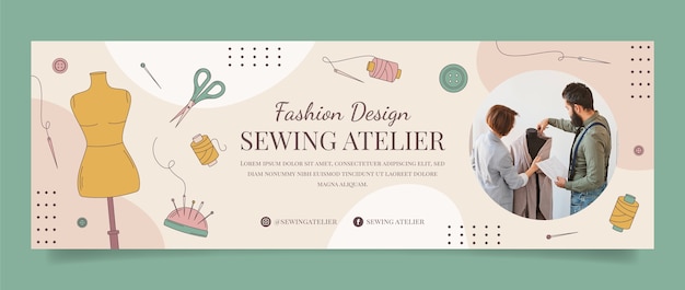 Gratis vector handgetekende mode atelier twitter header