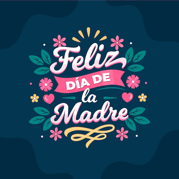 Handgetekende moederdag belettering in het Spaans