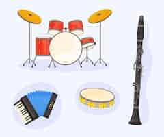 Gratis vector handgetekende muziekinstrumenten collectie