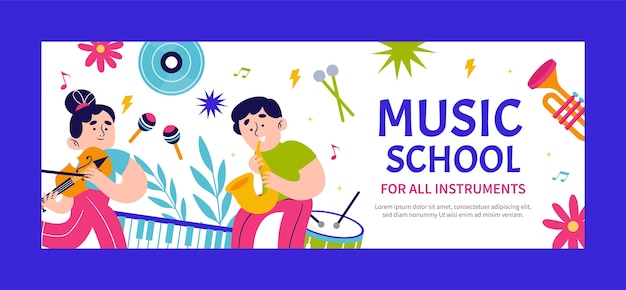 Handgetekende muziekschool facebook omslag