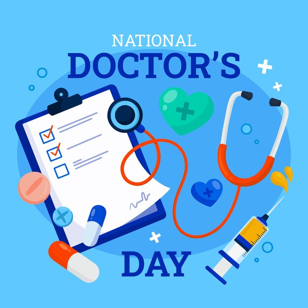 Handgetekende nationale doktersdagillustratie