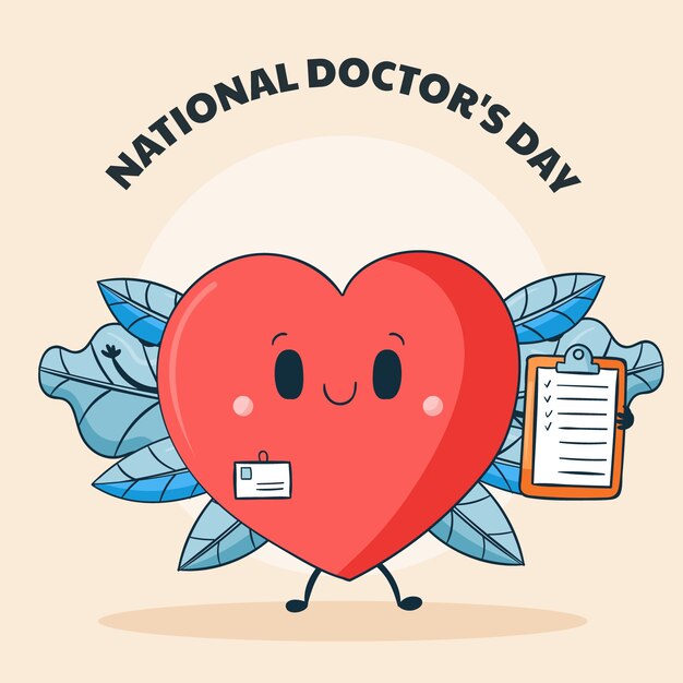 Handgetekende nationale doktersdagillustratie