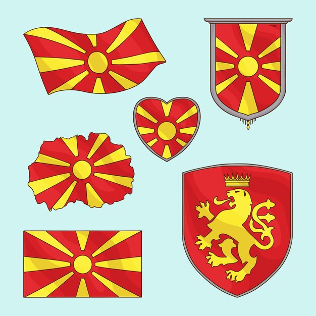 Handgetekende nationale emblemen van Macedonië