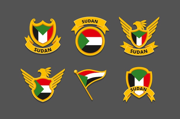 Gratis vector handgetekende nationale emblemen van soedan