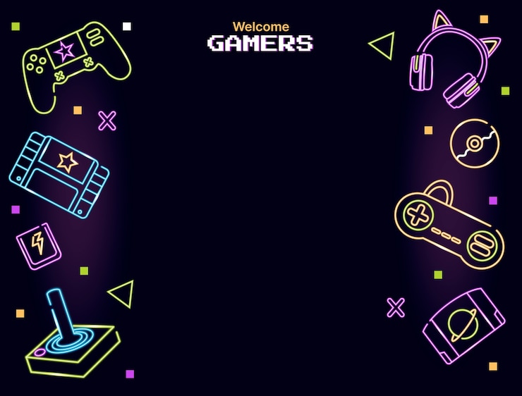 Gratis Vector handgetekende neon gaming-fotocall