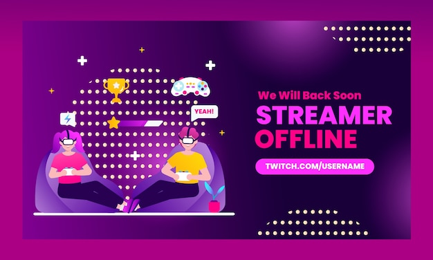 Gratis vector handgetekende neon gaming twitch achtergrond