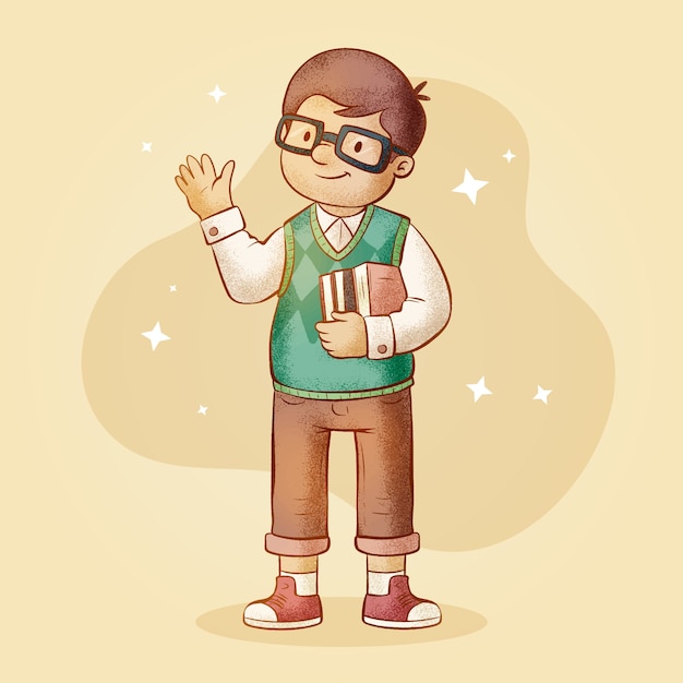 Gratis vector handgetekende nerd cartoon illustratie