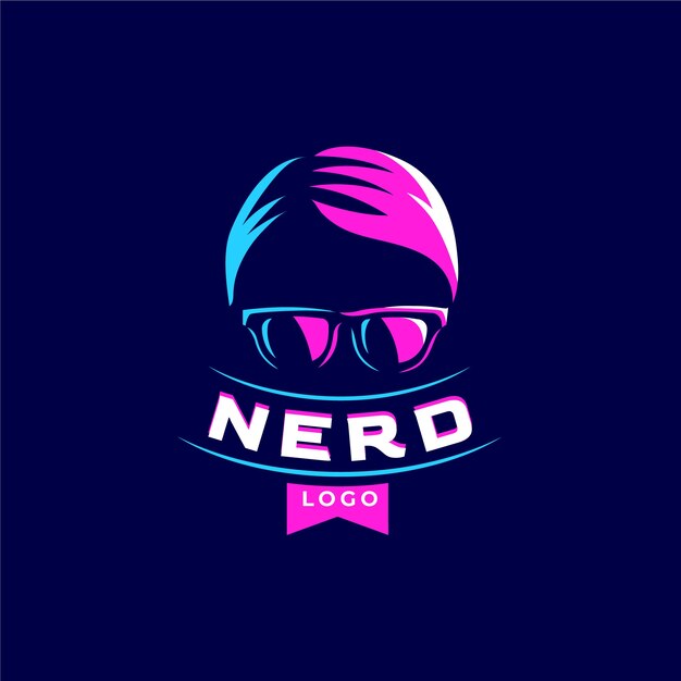 Handgetekende nerd logo sjabloon