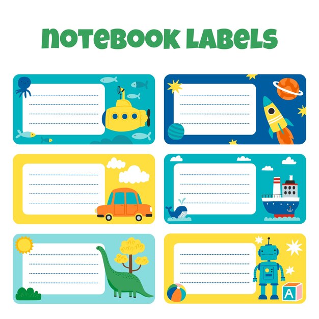 Handgetekende notebooklabelcollectie