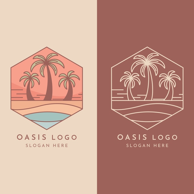 Gratis vector handgetekende oase logo sjabloon