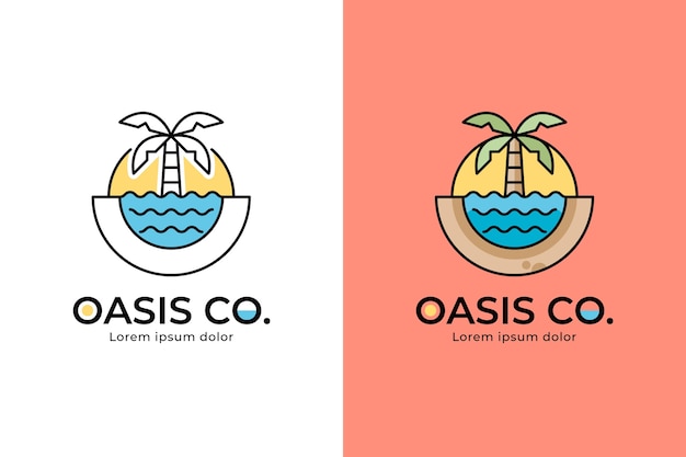 Handgetekende oase logo sjabloon