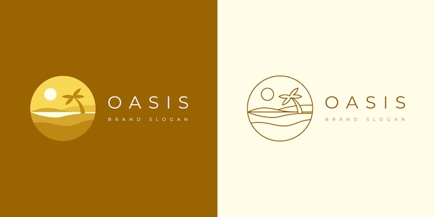 Handgetekende oase logo sjabloon