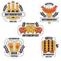 Gratis vector handgetekende oktoberfest-labelscollectie