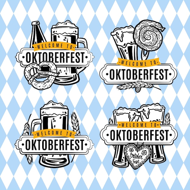 Gratis vector handgetekende oktoberfest-labelscollectie