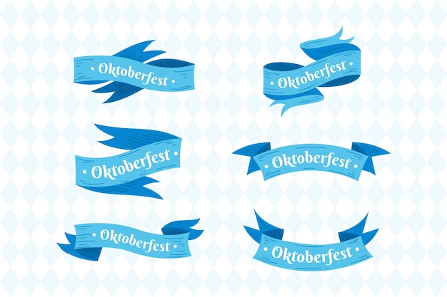 Gratis vector handgetekende oktoberfest linten collectie