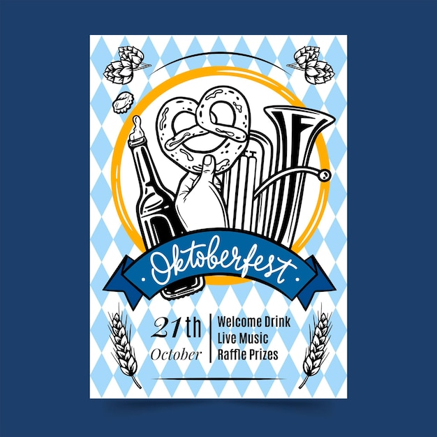 Gratis vector handgetekende oktoberfest verticale postersjabloon