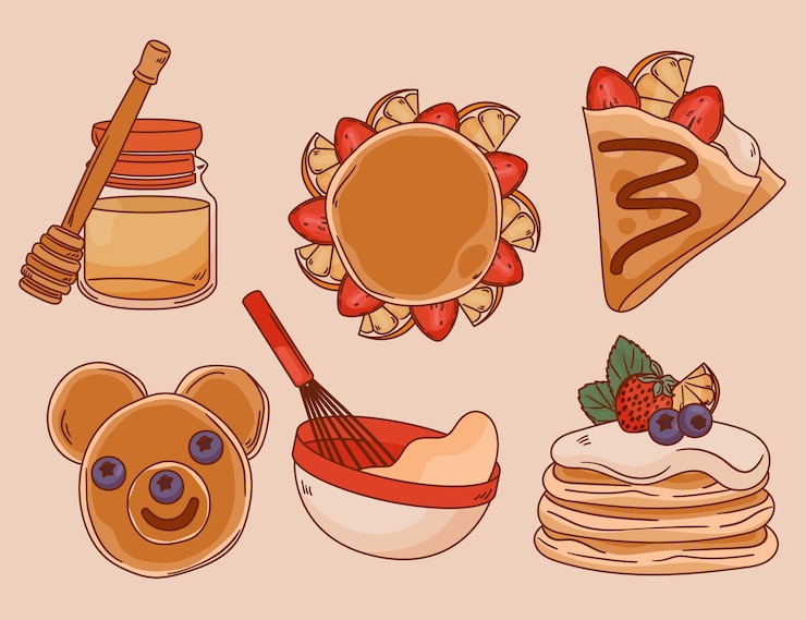 Gratis Vector handgetekende ontwerpelementencollectie voor pannenkoekdag