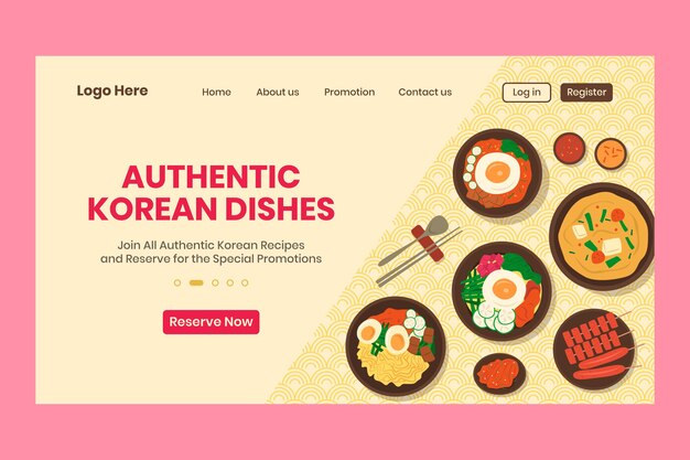 Handgetekende ontwerpsjabloon voor een Koreaans restaurant