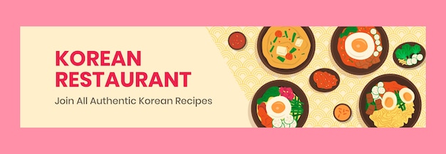 Handgetekende ontwerpsjabloon voor een koreaans restaurant