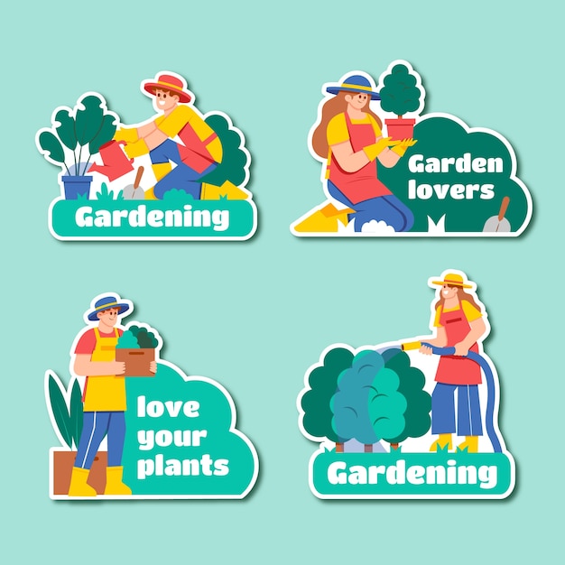 Handgetekende ontwerpsjabloon voor tuinieren