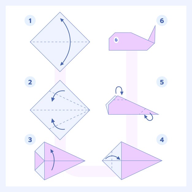 Handgetekende origami-instructies