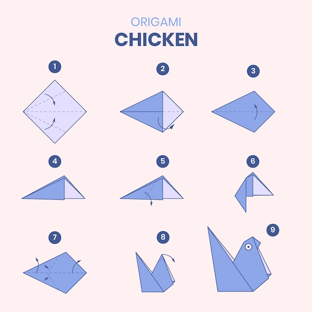 Gratis vector handgetekende origami-instructies